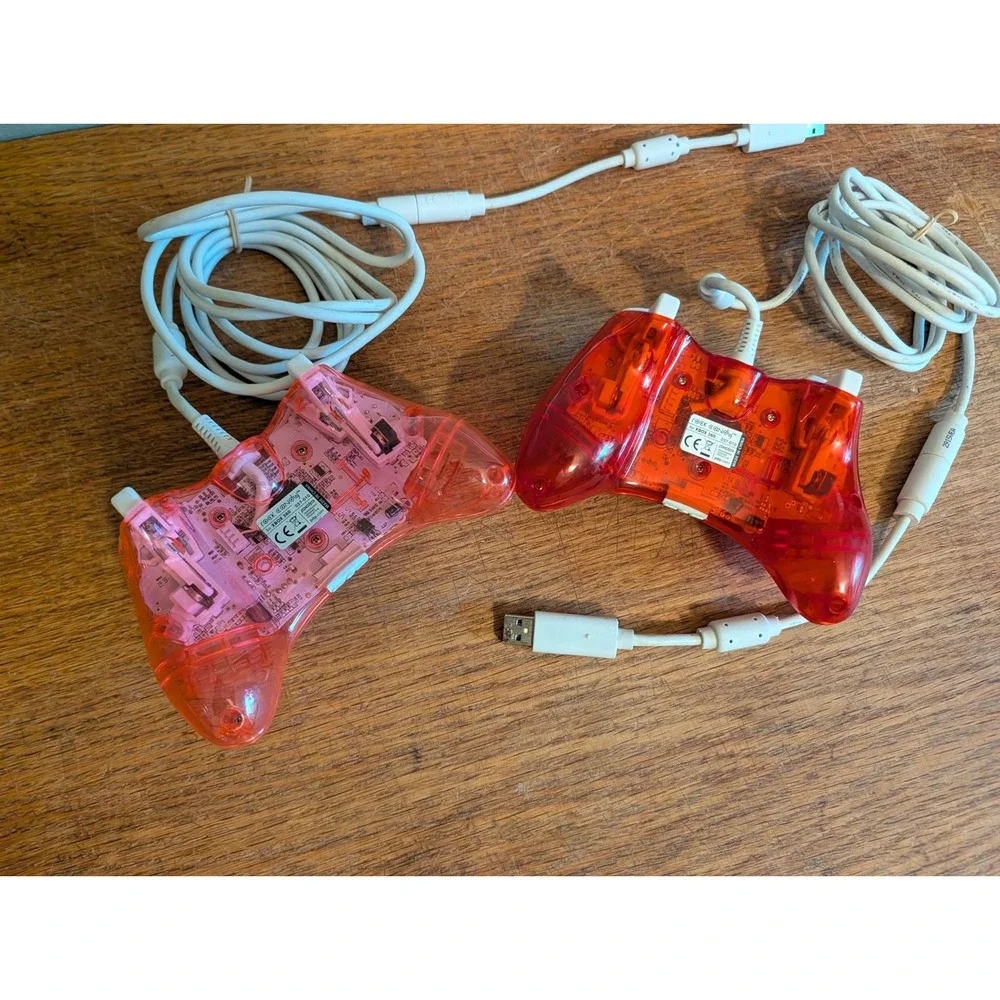 Lot of 2 PDP Rock Candy Xbox 360 Wired Controllers Red Pink PC Tested WORKS